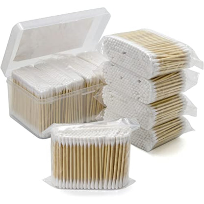 Bcowos 3" Bamboo Cotton Swabs With Storage Case, Double Tips, 800 Count - size: 800
