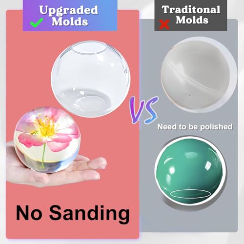 12Pcs Transparent Epoxy Resin Molds Silicone Set, Clear Silicone Molds for Epoxy Resin Include Seamless Sphere Resin Molds,Deep Cube,Molds for Resin Casting