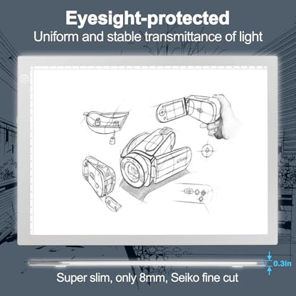 Rechargeable Tracing Light Box, LED Drawing Board for Kids Birthday Gift - color: SILVER, size: 10 x 15 inches