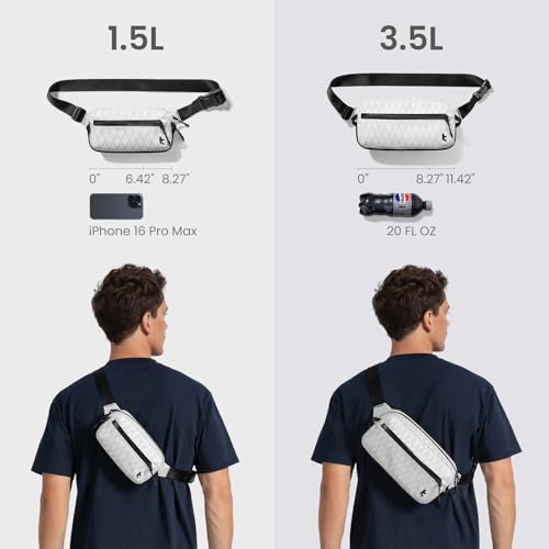 tomtoc 3.5L X-Pac Sling Bag with RFID Blocking Crossbody Pack for Men Women - color: X-Pac White, size: 3.5L