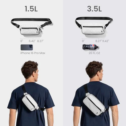 tomtoc 3.5L X-Pac Sling Bag with RFID Blocking Crossbody Pack for Men Women - color: X-Pac White, size: 3.5L