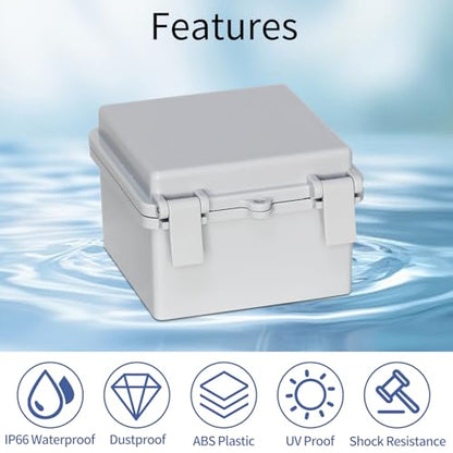 Junction Box - Waterproof Electrical Box ABS Plastic Enclosure Switch Router Project Box Latch Hinged Project Enclosure Gray Cover(4.3"x4.3"x2.9") - color: Grey Cover, size: 4.3"x4.3"x2.9"