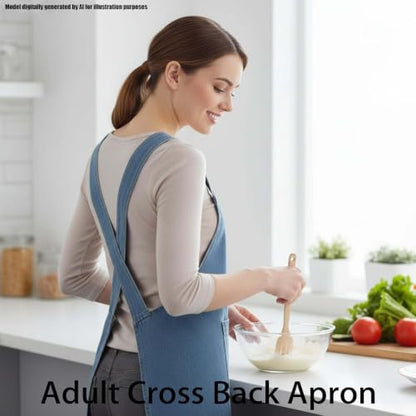 Adult Cross Back Apron, Stain Resistant Cotton Apron with Pockets ﻿ - color: C