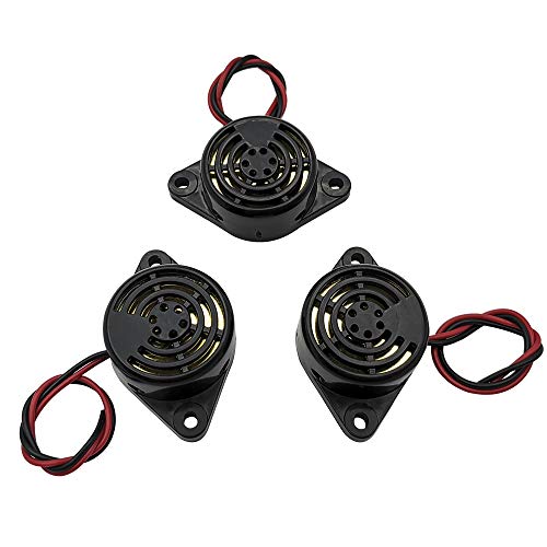 3PCS DC 3-24V 90dB Active Piezo Electronic Buzzer Beep Tone Alarm Ringer Continous Sound (Black) SFM-27-W