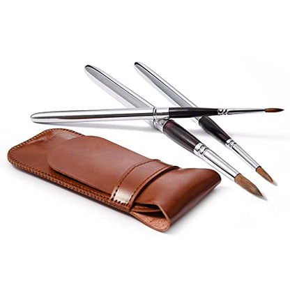 Kolinsky Travel Watercolor Brushes Sable Hair Round 3Pcs - color: Silvery