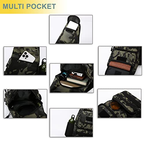 Tactical Shoulder Bag - 1000D Molle Military Backpack Outdoor Daypack Chest Pack - color: Black