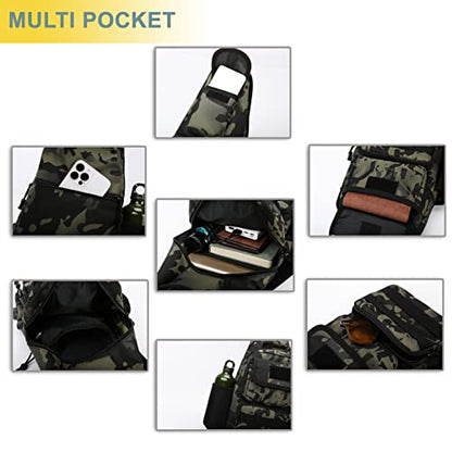Tactical Shoulder Bag - 1000D Molle Military Backpack Outdoor Daypack Chest Pack - color: Tan