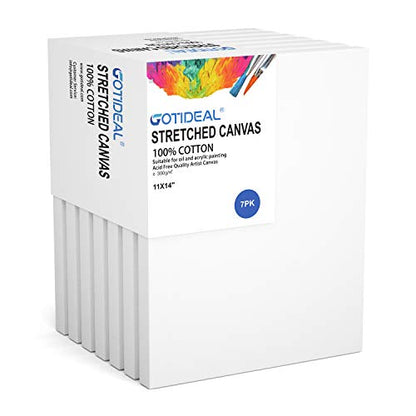 GOTIDEAL Stretched Canvas, 11x14 Inch Set of 7, Primed White - color: White, size: 11"x14"