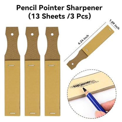 3PCS Sandpaper Pencil Sharpeners with Kneaded Eraser for Artists
