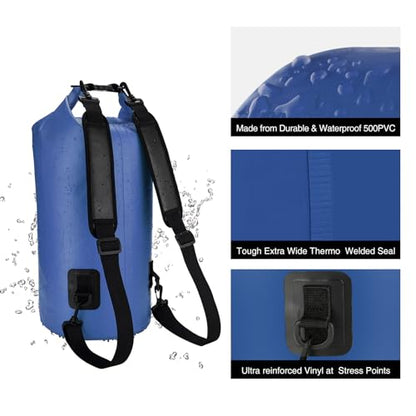 Piscifun Dry Bag, Waterproof Floating Backpack 10L/20L/30L/40L - color: Sapphire Blue, style: 10l