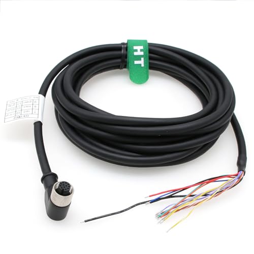 Right Angle Power IO Cable for Cognex in-Sight 7000 9000 2800 3800 Baumer Industrial Sensor, M12 A-Coded 12 Pin Female to Open End 15m - color: Right-angle, size: 15 m