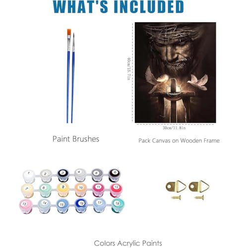 Jesus Paint by Numbers Kit for Adults Framed Canvas 12X16 in, Frameworkless - color: YH02812