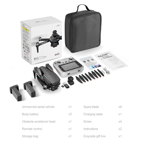 GPS Drone with 2 Wide-Angle Camera 4K for Adult,5" Screen Control - color: black