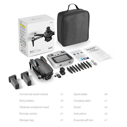 GPS Drone with 2 Wide-Angle Camera 4K for Adult,5" Screen Control - color: black