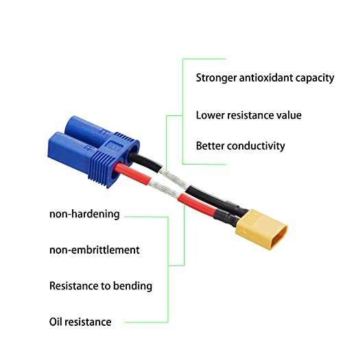 XT30 Male to EC5 Female Connector Adapter,XT30-EC5 Extension Cable - size: XT30 Male-EC5 Female