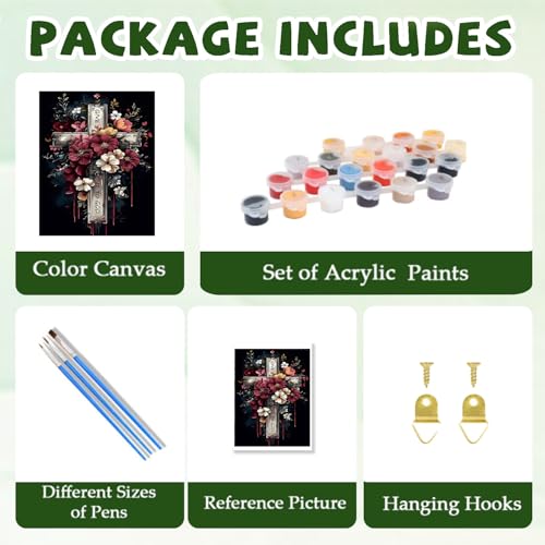 ICYANART Paint by Numbers Kit for Adults Beginner Cross Number Painting - color: Cross
