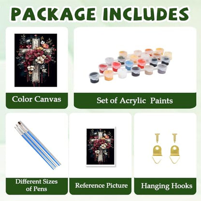 ICYANART Paint by Numbers Kit for Adults Beginner Cross Number Painting - color: Cross