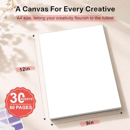 Umriox 30 Sheets Marker Paper Pad, 9x12 Bleedproof Sketchbook for Beginners - size: 30 Sheets/60 Pages