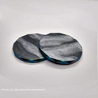 ResinWorld 4 Pack Coaster Molds - Diamond Edge Crystal & Round Geode Silicone Molds for Epoxy Resin Casting