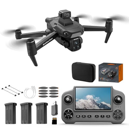 V918 GPS Drone with 8K Camera for Adults, RC Drones with 5 inch HD Screen - color: Gloss Black