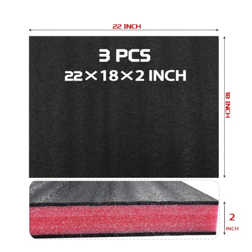 Tool Box Foam 3Pack,22x18x2 Cut-to-Fit Tool Organizer for Drawers - size: 22×18×2-3PCS