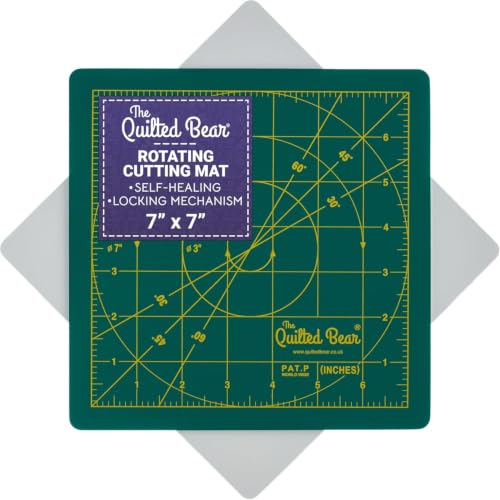 The Quilted Bear 7" x 7" Rotating Self-Healing Cutting Mat, Green - color: Green, size: 7"L x 7"W