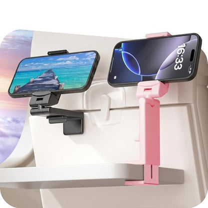 Perilogics Airplane Phone Holder Mount, Plane Travel Essentials - color: Black / Pink