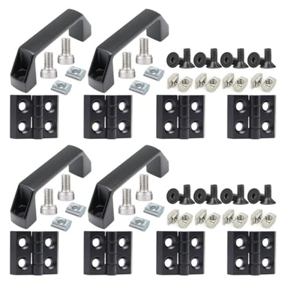 2020 Aluminum Extrusion T Slot Hardware 8Pcs Pivot Hinge 4Pc Handle - style: 4 sets with M6 8 sets with m4