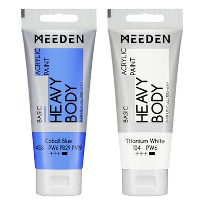 MEEDEN Acrylic Paint Cobalt Blue: 100ml/3.38oz x 2 with Titanium White - color: Cobalt Blue, size: 2 Tubes