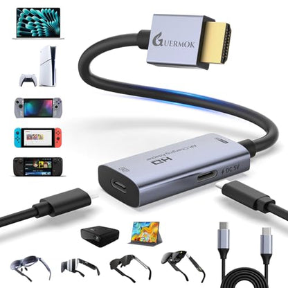 Guermok HDMI to USB C Video Display Adapter, 4.9ft AR Glasses Hub, 4K@60Hz - color: Silver, size: 4.9FT