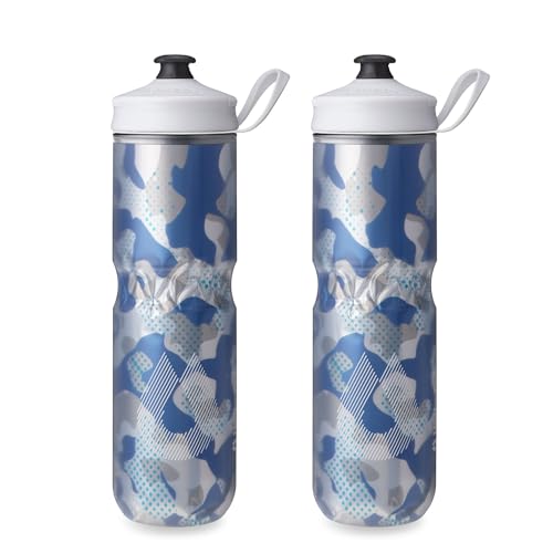 HydraPak Polar Sport Insulated Water Bottle 2-Pack (24oz, Contender Blue) - color: Contender Blue, style: 24oz/700ml (2-Pack)