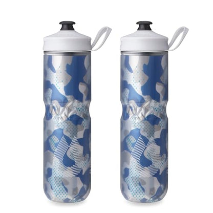 HydraPak Polar Sport Insulated Water Bottle 2-Pack (24oz, Contender Blue) - color: Contender Blue, style: 24oz/700ml (2-Pack)