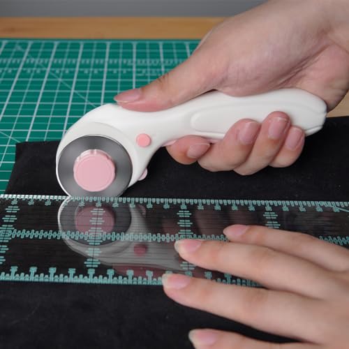 MANUFORE Left-Handed Fabric Sewing Scissors and Rotary Cutter with Blades - color: Pink Left Hand