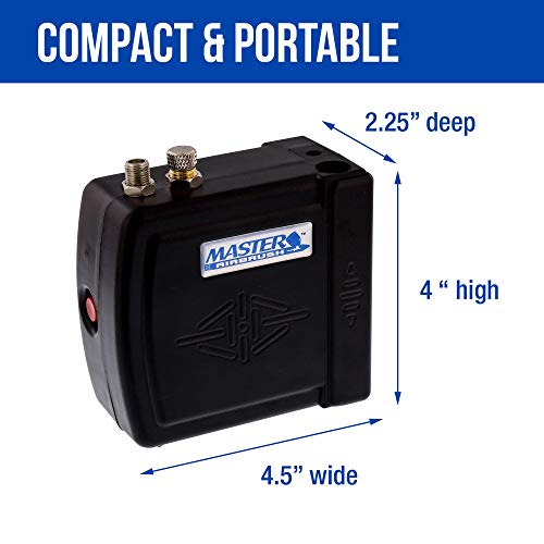 Master Model C16-B - Black Mini Airbrush Air Compressor with 6 Foot Braided