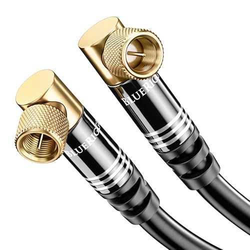 BlueRigger RG6 Digital Coaxial Audio Video Cable - 25FT, 90 Angled to Straight Male F Type Connector, Triple Shielded - HDTV, CATV, DVB-T2/C/S, Cable Modem, Radio, Satellite Receivers - size: 25FT