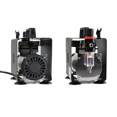 MEEDEN Airbrush Compressor Kit: 1/5 HP Powerful & Quiet with 6 ft Hose - color: Single - Black