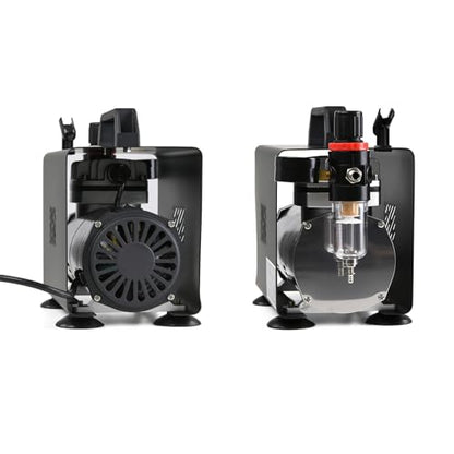 MEEDEN Airbrush Compressor Kit: 1/5 HP Powerful & Quiet with 6 ft Hose - color: Single - Black