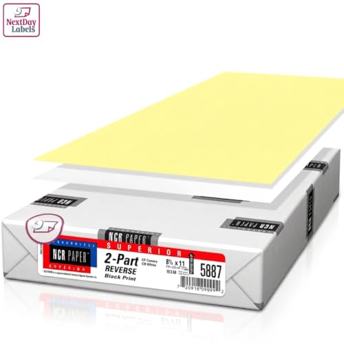 NextDayLabels Carbonless NCR Paper, 2 Part Reverse #5887, 8.5" x 11" - size: 8-1/2" x 11" 2 Part Reverse, #5887
