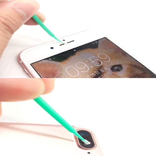 100 Pack Phone Charge Port Cleaning Tool kit,Bendable Mini Soft Round Brushes Cleaner Compatible with iPhone 11 Pro Speaker Tablet Camera Laptop Computer Smartphone, Blue - color: Blue