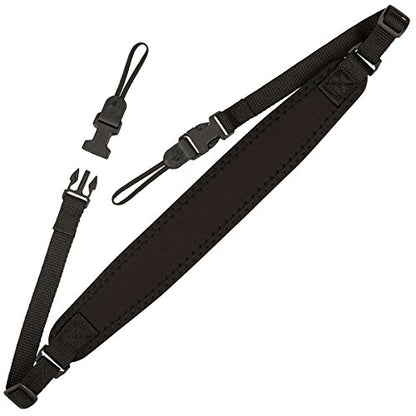 OP/TECH USA Super Classic Camera Strap – Padded Neoprene Neck Strap with Comfort-Stretch & Quick Disconnects | DSLR/SLR/Mirrorless Compatible – Black