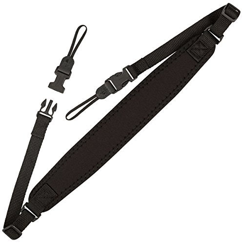 OP/TECH USA Super Classic Camera Strap – Padded Neoprene Neck Strap with Comfort-Stretch & Quick Disconnects | DSLR/SLR/Mirrorless Compatible – Black