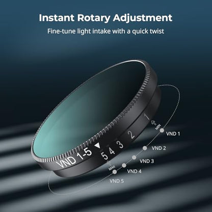 SmallRig Nano VND 1-5 Stop Filter for DJI Osmo Nano, Variable ND2-ND32 Filter, Adjustable ND Filters, Made of Multicoated HD Optical Glass, Includes Storage Case - style: VND Filter