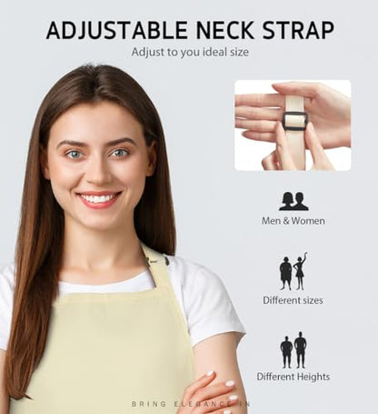 Syntus Apron for Men Women, Adjustable Cooking Kitchen Apron with 2 Pockets - color: Cream, style: 2 Polyester
