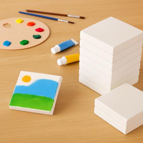 LWR CRAFTS Mini Stretched Canvas 4" X 4" Pack of 6 - size: 4"x4"x6