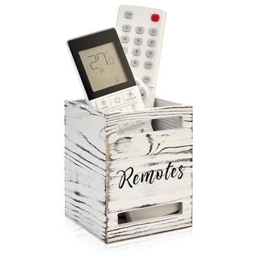 Small Rustic Couch TV Remote Holder for Table Wood Controller Holder Caddy - color: Rustic White, size: 1 Slot