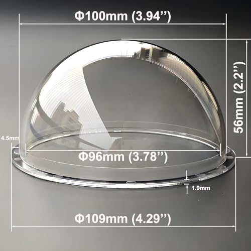 4 Inch Polycarbonate Clear CCTV Security Camera Dome Cover Round Camera Lens Transparent Plastic Cap, Decoration Display Cover, Replacement Dome Cover Outer Diameter 100mm