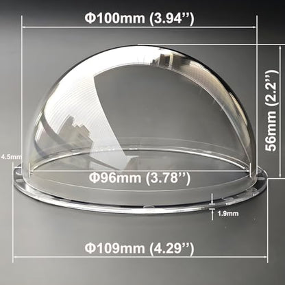 4 Inch Polycarbonate Clear CCTV Security Camera Dome Cover Round Camera Lens Transparent Plastic Cap, Decoration Display Cover, Replacement Dome Cover Outer Diameter 100mm