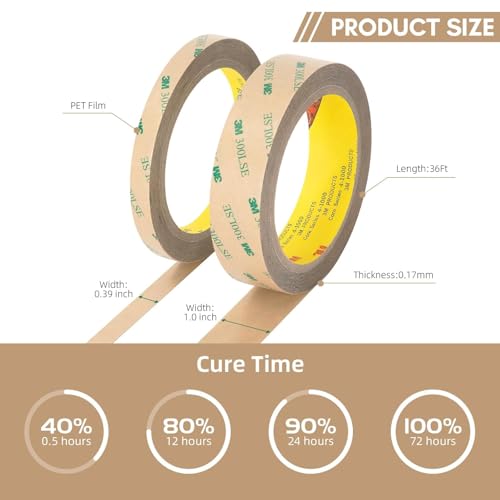 3M 300LSE Double Sided Tape 0.75" x 36Ft Clear – 1 Pack - size: 0.75"x36Ft
