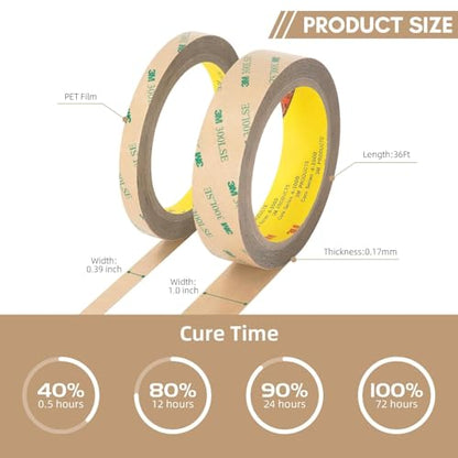 3M 300LSE Double Sided Tape 0.75" x 36Ft Clear – 1 Pack - size: 0.75"x36Ft