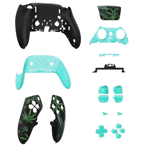 eXtremeRate Full Set Shell with Buttons Touchpad Cover Compatible with p s 5 Edge Controller, Green Weeds Replacement Decorative Trim Shell Front Back Plates Compatible with p-s-5 Edge Controller - color: Green Weeds